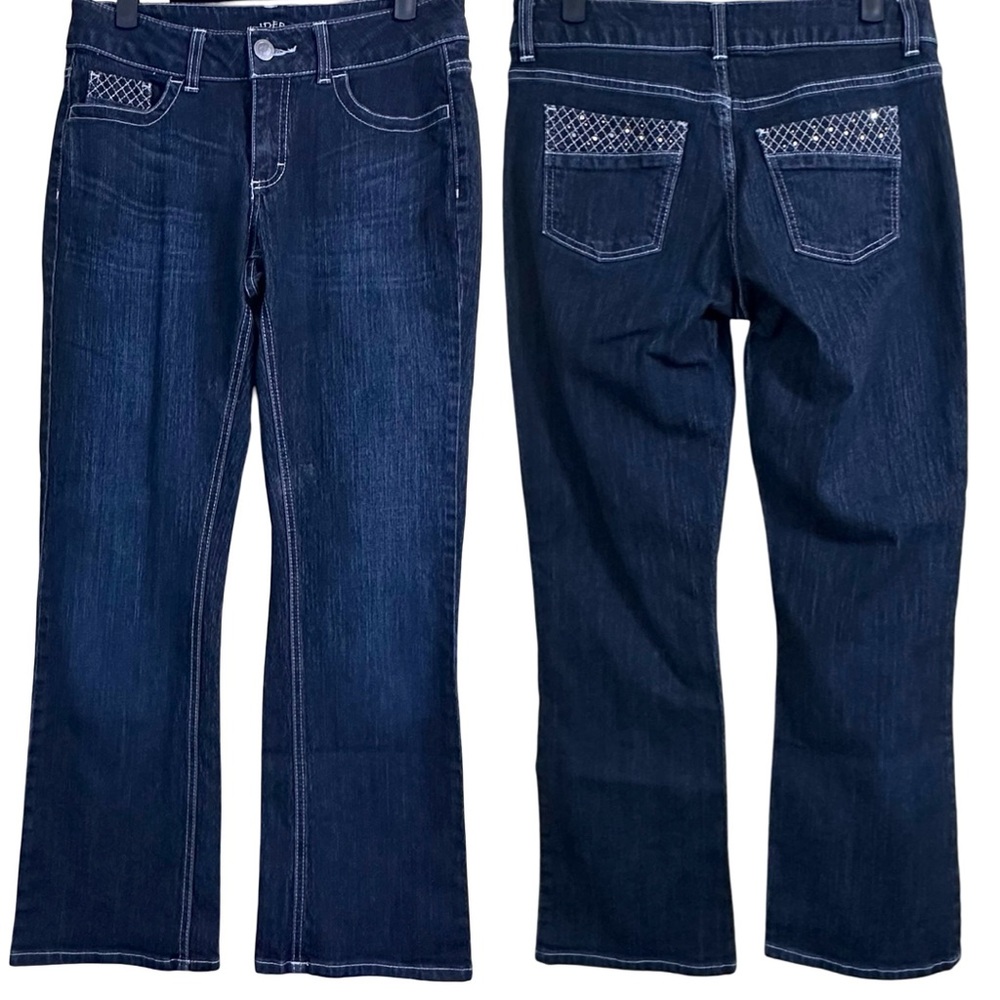Riders by Lee Women’s Dark Wash Boot Cut Embellished Pockets Jeans Size 6 Petite